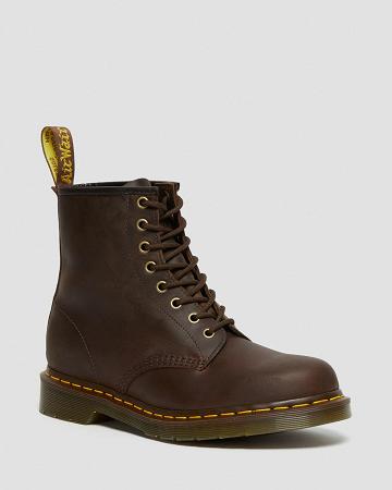 Dr Martens 1460 Crazy Horse Læder Snørestøvler Dame Brune | DK 154GSO